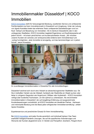 Immobilienmakler Düsseldorf _ KOCO Immobilien