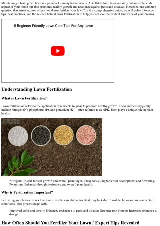How Often Should You Fertilize Your Lawn? Expert Tips Revealed