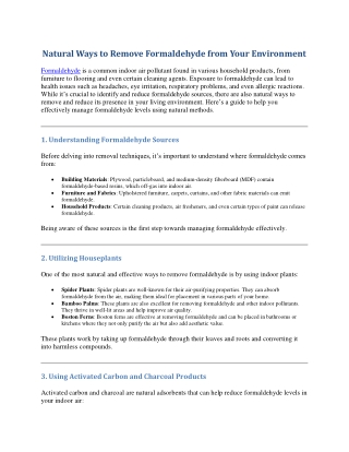 Formaldehyde removal