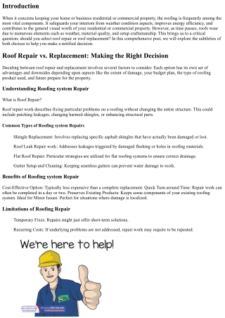 Roof Repair vs. Replacement: Making the Right Decision