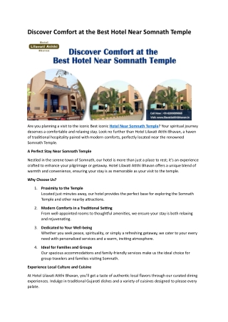 Discover Comfort at the Best Hotel Near Somnath Temple