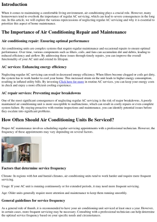 The Consequences of Neglecting Regular AC Servicing