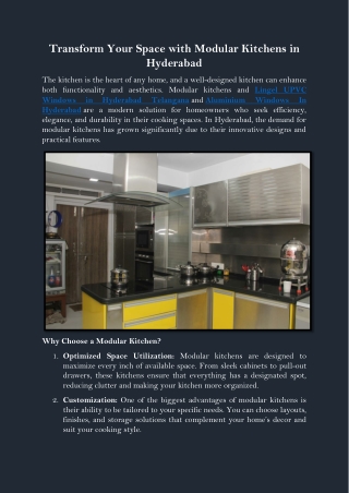Transform Your Space with Modular Kitchens in Hyderabad