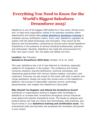 Everything You Need to Know for the World's Biggest Salesforce Dreamforce 2025