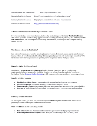 Achieve Your Dreams with a Kentucky Real Estate License