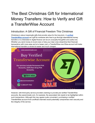 The Best Place To Buy Verified Transferwise Accountt in 2024