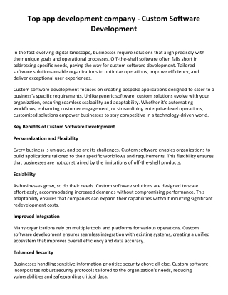 Top app development company - Custom Software Development