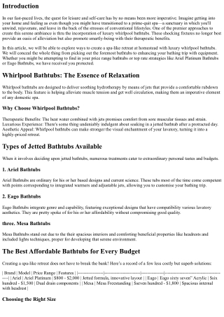 Creating a Spa-Like Retreat at Home with Luxury Whirlpool Bathtubs