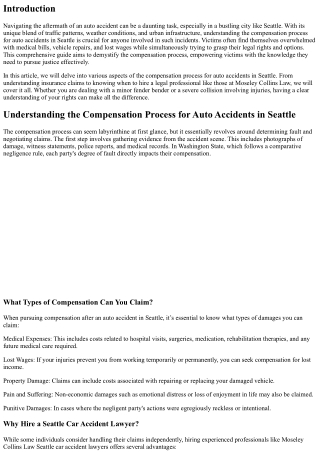 Understanding the Compensation Process for Auto Accidents in Seattle