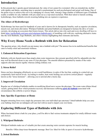 Why Every Home Needs a Bathtub with Jets for Relaxation