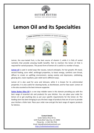 Lemon Oil and its Specialties