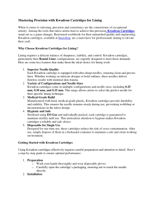 Mastering Precision with Kwadron Cartridges for Lining