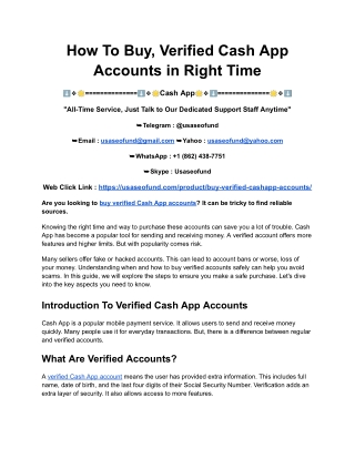 How To Buy, Verified Cash App Accounts in Right Time