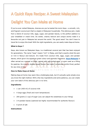 Kaya Jam - A Sweet Malaysian Delight You Can Easily Make at Home