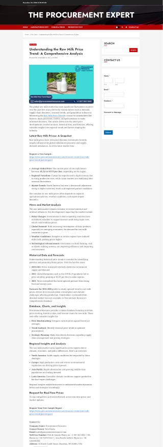 Raw Milk Price Trend