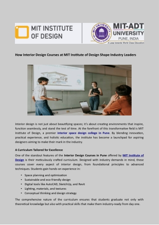 How Interior Design Courses at MIT Institute of Design Shape Industry Leaders