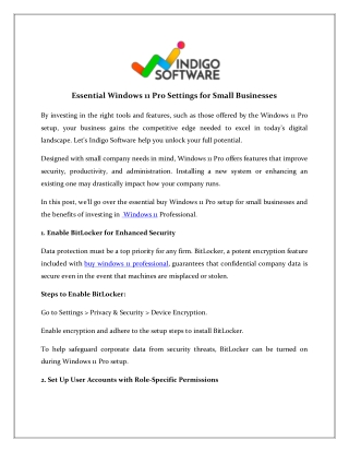 Essential Windows 11 Pro Settings for Small Businesses to Boost Productivity