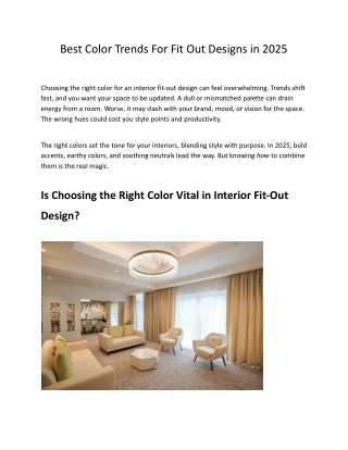 Best Color Trends For Fit Out Designs in 2025