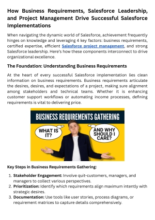 How Business Requirements, Salesforce Leadership, and Project Management Drive Successful Salesforce Implementations