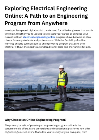 Exploring the Future of Electrical Engineering Online Programs and Courses
