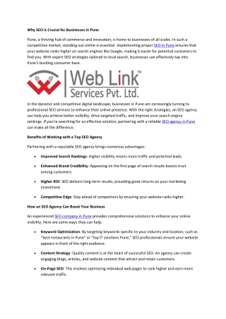 Why SEO is Crucial for Businesses in Pune PDF