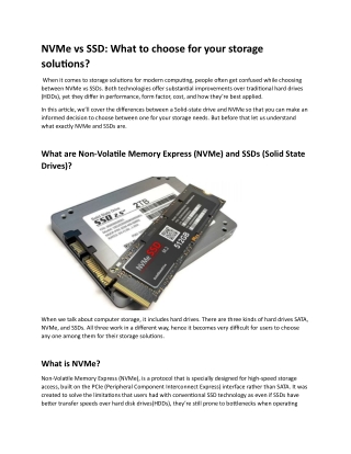 NVMe vs SSD- What to choose for your storage solutions