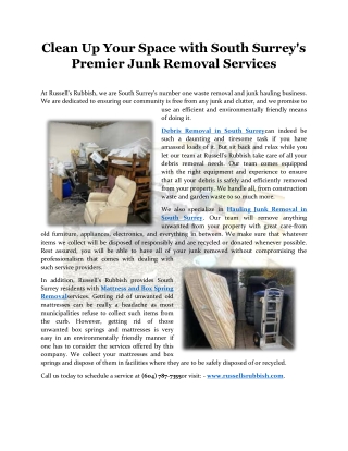 Clean Up Your Space with South Surrey's Premier Junk Removal Services