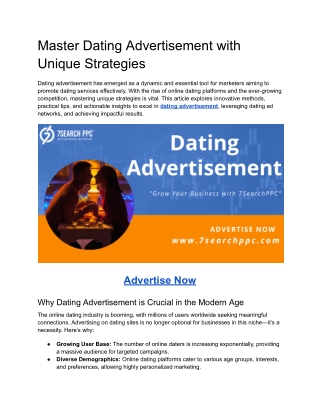 Master Dating Advertisement with Unique Strategies