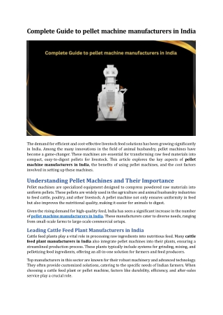 Complete Guide to pellet machine manufacturers in India