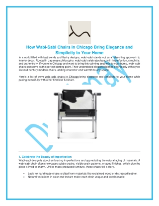 Wabi-Sabi Chairs in Chicago