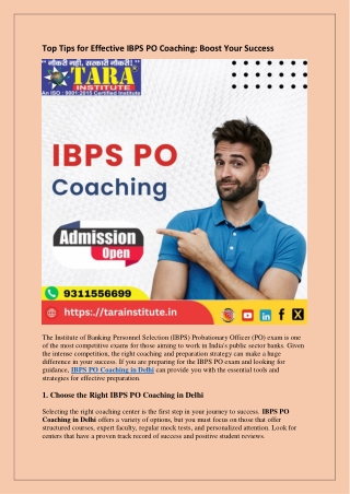 Top Tips for Effective IBPS PO Coaching-Boost Your Success