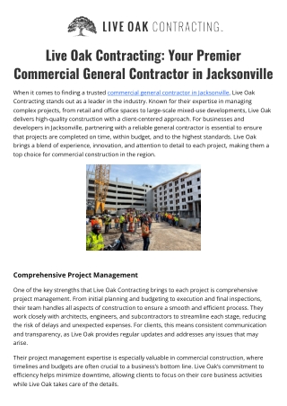 Live Oak Contracting: Trusted Building Contractors in Jacksonville, FL