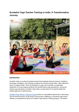 Kundalini Yoga Teacher Training in India_ A Transformative Journey