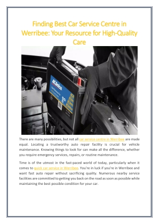 Finding Best Car Service Centre in Werribee Your Resource for High Quality Care
