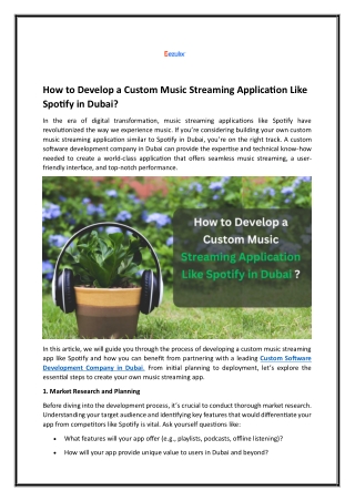 How to Develop a Custom Music Streaming Application Like Spotify in Dubai