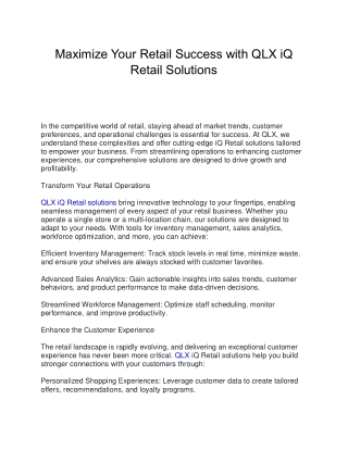 Retail Success with QLX iQ Retail Solutions