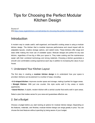 Tips for Choosing the Perfect Modular Kitchen Design