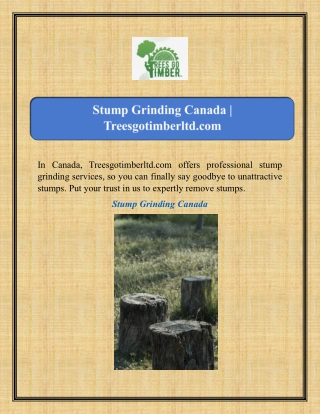 Stump Grinding Canada | Treesgotimberltd.com