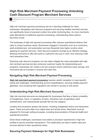 High Risk Merchant Payment Processing Unlocking Cash Discount Program Merchant Services
