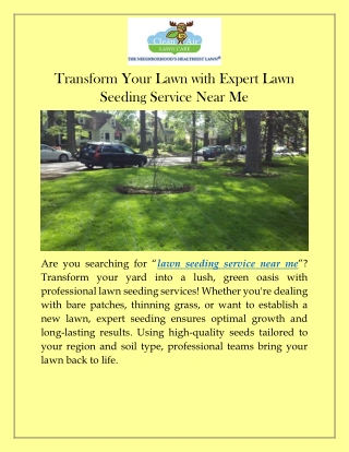 Transform Your Lawn with Expert Lawn Seeding Service Near Me