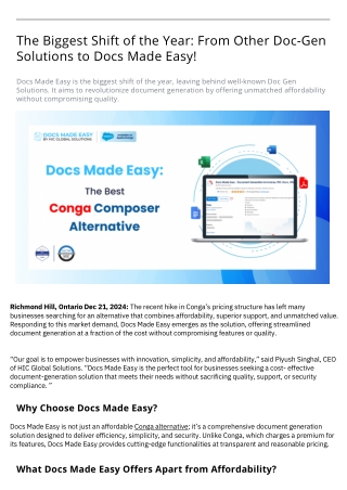 Switch to Simplicity: Why Docs Made Easy Outshines Other Doc-Gen Solutions