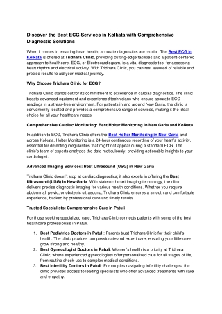 Discover the Best ECG Services in Kolkata with Comprehensive Diagnostic Solutions