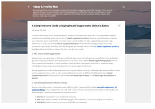 A Comprehensive Guide to Buying Health Supplements Online in Kenya