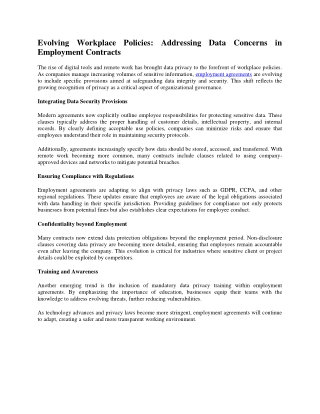 Evolving Workplace Policies Addressing Data Concerns in Employment Contracts