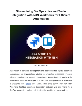Streamlining SecOps - Jira and Trello Integration with N8N Workflows for Efficient Automation