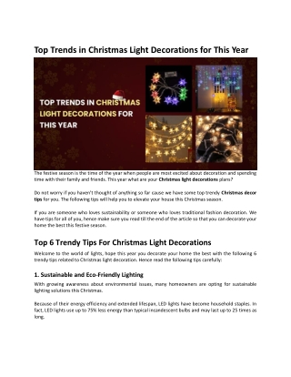 Top Trends in Christmas Light Decorations for This Year