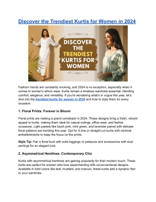 Discover the Trendiest Kurtis for Women in 2024