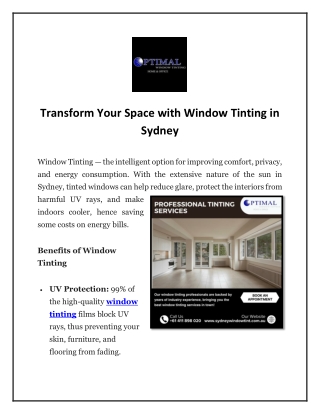 Best Window Tinting Services in Sydney