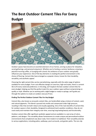 Outdoor Cement Tiles