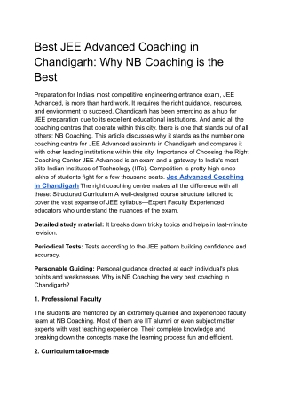 Best JEE Advanced Coaching in Chandigarh_ Why NB Coaching is the Best